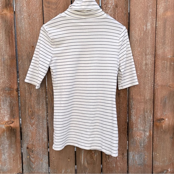 A NEW DAY Women’s White Black Stripe Elbow Sleeve Turtleneck Shirt Size Large - Picture 10 of 12